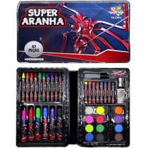 Estojo Maleta para Colorir Super Aranha com Desenhos Giz Aquarela Canetinha 42pçs