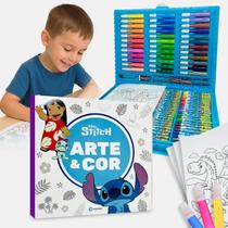 Estojo Maleta Pintura Dinossauro 150 Peças Livro Desenho P/Colorir Infantil