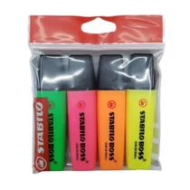 Estojo Marca Texto Stabilo Boss com 4 Unidades - Stabilo Estojo Marca Texto Stabilo Boss com 4 Unidades - Stabilo