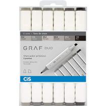 Estojo Marcador Artístico CiS Graf Duo C/6 Tons Cinza
