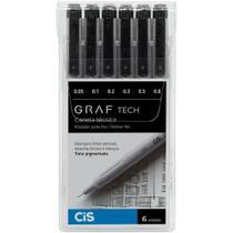 Estojo Marcador Artístico Cis Graf Tech C/6 Unidades Preta 59.8314 1 ed Estojo Marcador Artístico Cis Graf Tech C/6 Unidades Preta 59.8314 1 ed