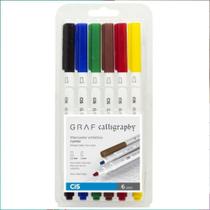 Estojo Marcador CiS Graf Calligraphy Duo C/6 Cores Ponta Dupla Chanfrada