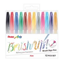 Estojo Marcador Pentel Brush Sign Pen 12 cores Lettering