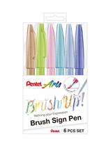 Estojo MarcadorPentel Brush Sign Pen 6 cores Lettering Past