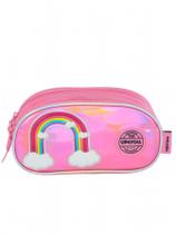 Estojo Menina Escolar 3 Divisórias Arco-Íris Holográfico Estojo Menina Escolar 3 Divisórias Arco-Íris Holográfico