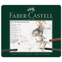 Estojo Metal Monocromático Faber Castell para Desenho 21 Peças