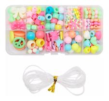 Estojo Miçangas Infantil Coloridas Montar Pulseira Colar 108