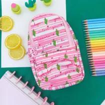 Estojo mini mochila rosa cactos