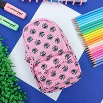 Estojo mini mochila rosa olhos