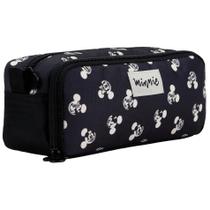 Estojo Minnie Duplo Escolar Disney Duas Divisórias Preto
