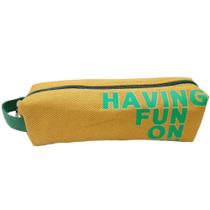 Estojo Multiúso C/Alça Having Fun 25Cm - Bege - Quanhe