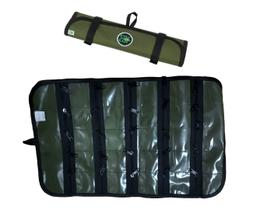 Estojo multiuso de enrolar ebf verde box-15 c/ 15 divisórias - pesca - apetrechos