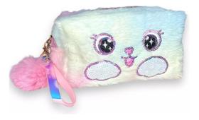 Estojo Necessaire Feminino Pelúcia Arco Iris