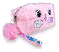 Estojo Necessaire Feminino Pelúcia Rosa