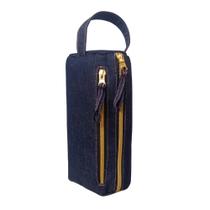 Estojo Necessaire Feminino Tecido Jeans Azul-Marinho RMarq Collection