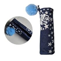 Estojo Necessaire Jeans Azul com Pompom Escolar Volta as Aulas Organizador Fofo Temático Lápis Modelo:Love You Estojo Necessaire Jeans Azul com Pompom Escolar Volta as Aulas Organizador Fofo Temático Lápis Modelo:Love You