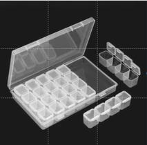 Estojo Organizador 28 Divisórias Colorido Strass Predrarias Unhas