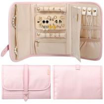 Estojo organizador de joias Voova Bolsa de viagem rosa dobrável Estojo organizador de joias Voova Bolsa de viagem rosa dobrável