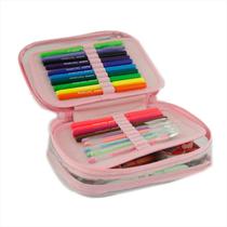 Estojo Organizador Escolar Box 100Pens Multifuncional Cerejinha Grande Resistente