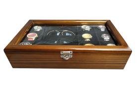 Estojo Organizador Relógios e Óculos Madeira Maciça Imbuia