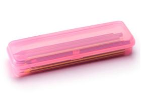 Estojo organizador rosa para lapis, maquiagem, higiene bucal