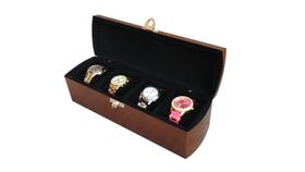 Estojo para 04 Relógios Bulgary - Tabaco Flocado de Preto