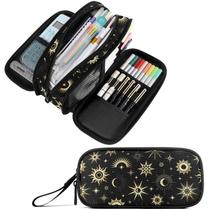 Estojo para canetas e lápis, bolsa de papelaria Fustylead Gold Sun Moon Stars