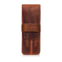 Estojo para canetas Londo, couro genuíno, cor camel, de dois compartimentos Estojo para canetas Londo, couro genuíno, cor camel, de dois compartimentos