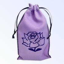 Estojo Para Cartas Flôr Lilás Em Tecido 22x14 Cm