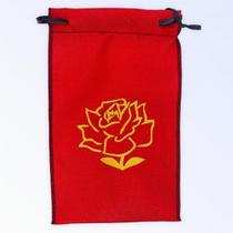 Estojo Para Cartas Flôr Vermelho Em Tecido 22x14 Cm