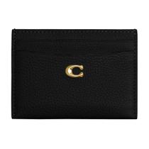 Estojo para cartões Coach Polished Pebble Leather Essential Black