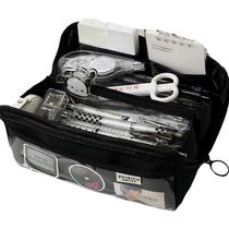 Estojo para lápis AuraGlor de grande capacidade, 8 compartimentos, preto