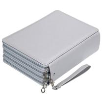 Estojo para Lápis BTSKY com 200 Slots - Organizador de Couro PU Cinza