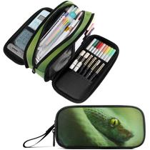 Estojo para lápis Fustylead Green Snake Large com alça de lona Estojo para lápis Fustylead Green Snake Large com alça de lona