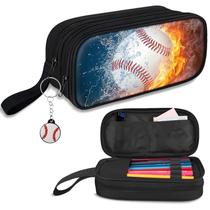 Estojo para lápis TILYTADLY Baseball de grande capacidade com chaveiro Estojo para lápis TILYTADLY Baseball de grande capacidade com chaveiro