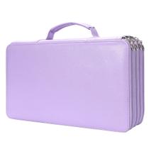 Estojo para lápis Vomgomfom Porta-lápis colorido em couro PU roxo Estojo para lápis Vomgomfom Porta-lápis colorido em couro PU roxo