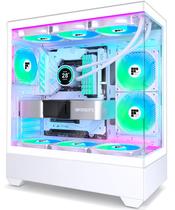 Estojo para PC FOIFKIN F1 com ventilador ARGB de 6 PWM ATX Mid-Tower Type-C branco