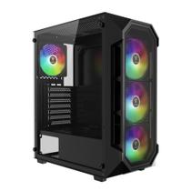 Estojo para PC GAMDIAS ATX Mid Tower em vidro temperado com 4 ventoinhas de 120 mm