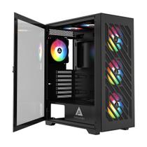Estojo para PC para jogos Apevia EVOLUTION-BK Evolution Mid Tower com 6 ventoinhas PWM ARGB de 120 mm