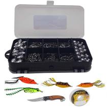 Estojo Para Pesca Completo Anzol Chumbada Girador E Sapo Frog