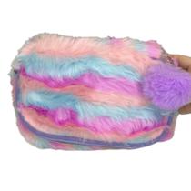 Estojo Pelúcia Com Pompom Escolar Case Com Divisórias