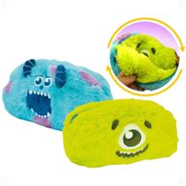 Estojo Pelúcia com Zíper Dupla Face Monstros S.A Mike Sullivan Organizador Maquiagem Fluffy DAC