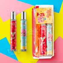 Estojo Perfume Infantil Ciclo Mini Deo Colônia Mini Raposete 30ml + Cici Zoe 30ml + Cartela de Figurinhas