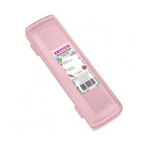 Estojo Plastico Escolar Multiuso Porta Escova de Dentes Rosa