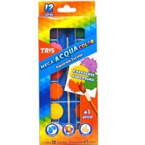 Estojo Plástico Mega Acqua Color 12 Cores Aquarela - Tris