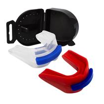 Estojo Preto e 2 Protetores Bucais Duplo Moldáveis P/ Muay Thai, Boxe