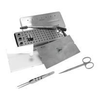 Estojo PRF Inox 18x8x3 com Tesoura Iris Reta e Pinça Dente de Rato