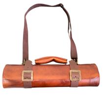 Estojo Profissional de Couro para Facas - 8 Compartimentos, Bolsa com Alça e Zíper Porta Facas