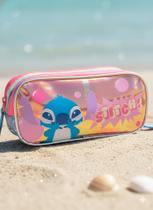 Estojo Puket Infantil Triplo Lilo e Stitch Azul Ceu Estojo Puket Infantil Triplo Lilo e Stitch Azul Ceu