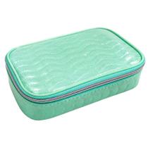 Estojo Quadrado Escolar Box PVC Poliéster Glitter c/ Compartimentos para Lápis - Yepp COR:VERDE